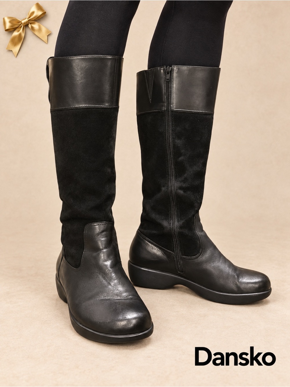 Dansko Black Leather Stretch Knee High Boots Dansko EU 39 / US 8.5–9”